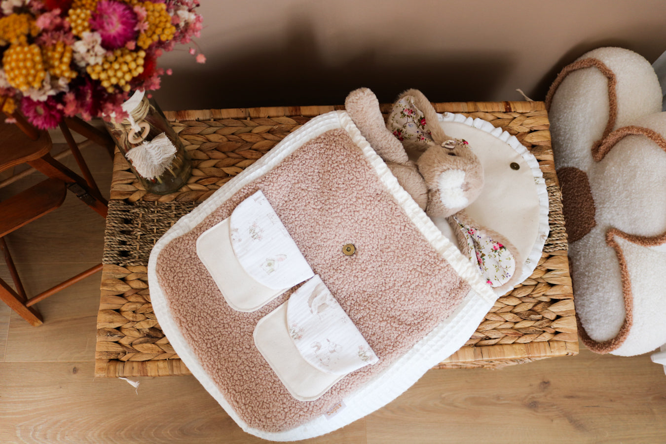 En Stock ◉ - Sac à Dos Enfant Fait Main – Beige, Forêt Enchantée - Fille