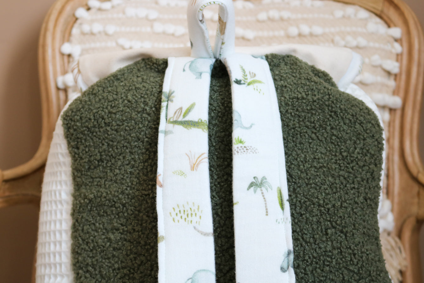 En Stock ◉ - Sac à Dos Enfant Fait Main – Vert, Safari - Garçon